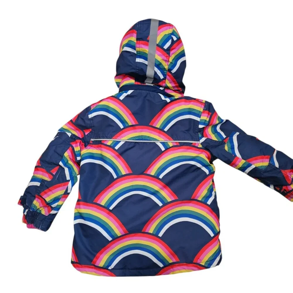 BODEN ALL WEATHER WATERPROOF‎ SKI SNOW COAT JACKET RAINBOW Sz 5-6 Removable Hood